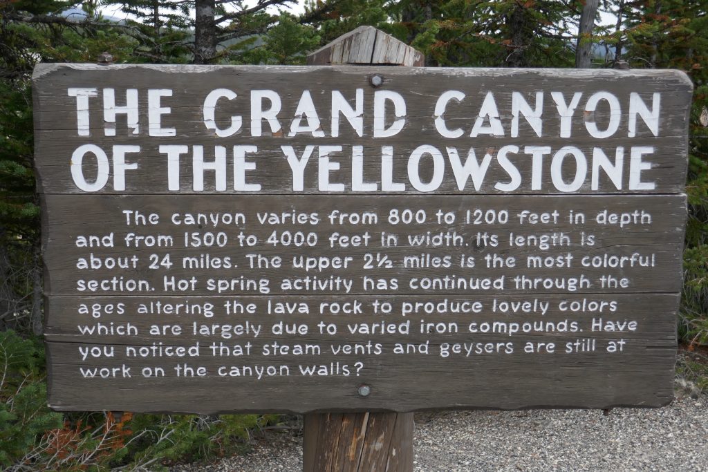 Sign talking describing the Grand Canyon of the Yellowstone