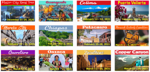 Thumbnails of upcoming Charter Club tours