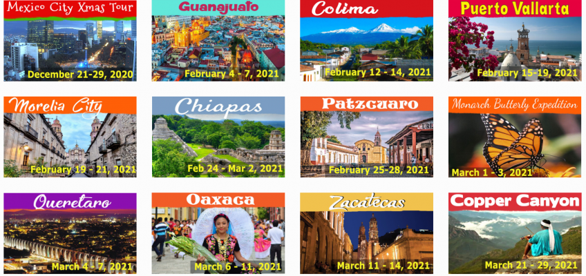 Thumbnails of upcoming Charter Club tours