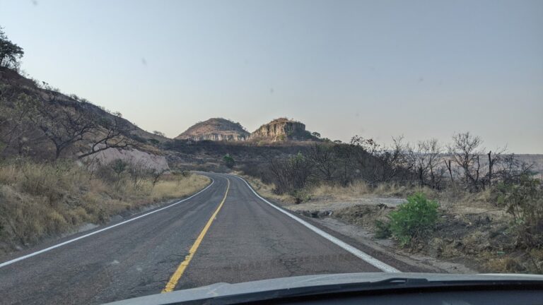 View of the road out the windshield