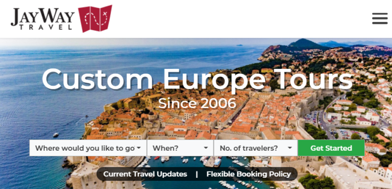 Screenshot showing JayWay travel logo and form