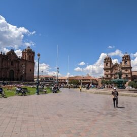 a large plaza lined by churches
