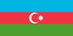 Flag of Azerbaijan, horizontal fields of blue, red, and green with a crescent moon and star in the middle